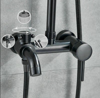 Duschsystem Retro Schwarz Regendusche Set mit Handbrause Wandmontage
