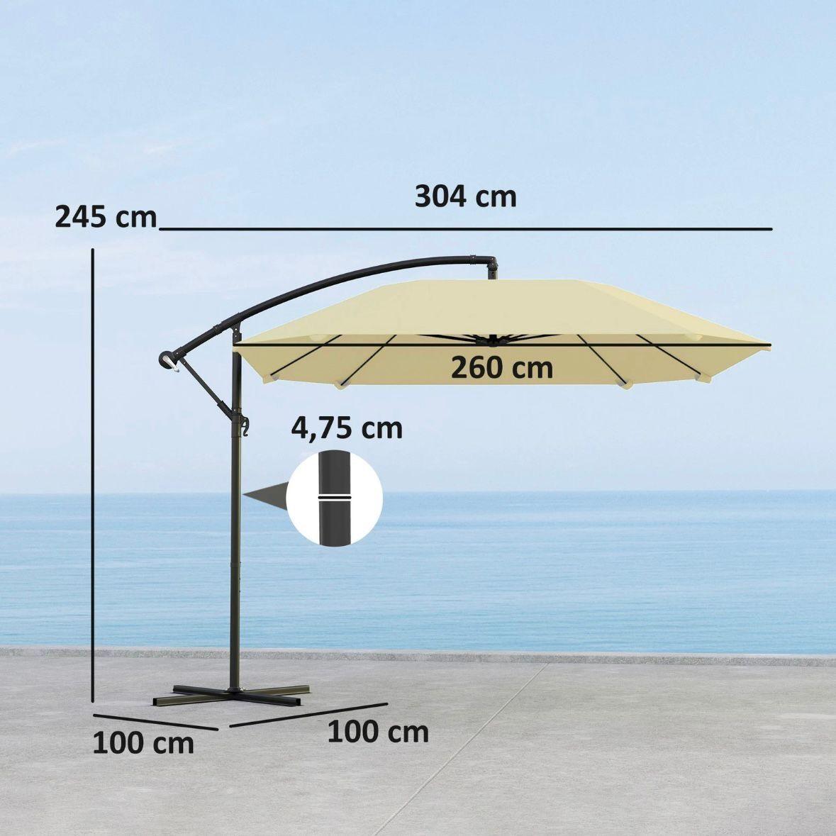 Ampelschirm Sonnenschirm 3m Kurbel 360° Beige