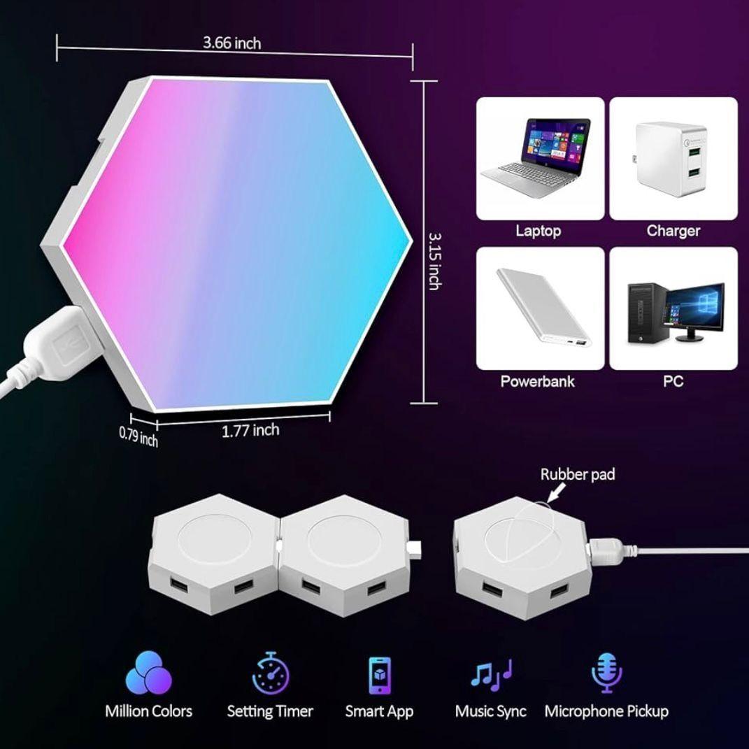 LED Hexagon Wandleuchte RGB