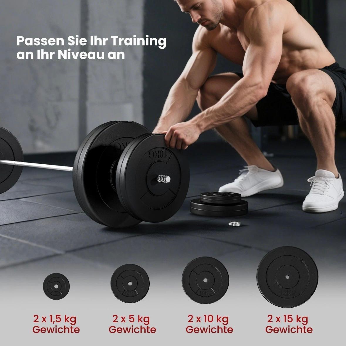 70-kg Langhantelset für effektives Ganzkörpertraining