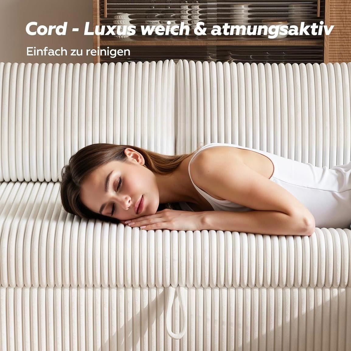 Modernes Eck-Schlafsofa mit Schlaffunktion & Stauraum Cord