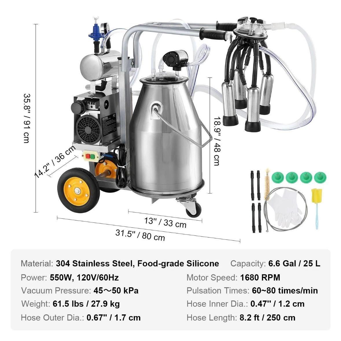 Elektrische Melkmaschine 25L Edelstahl