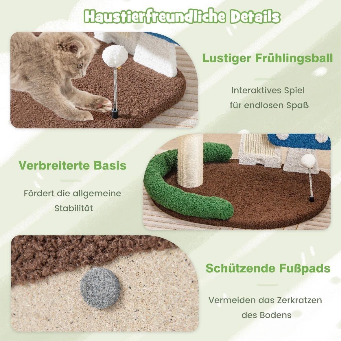 Kompakter Kratzbaum im Pilzdesign mit Höhle & Sisal-Kratzfläche