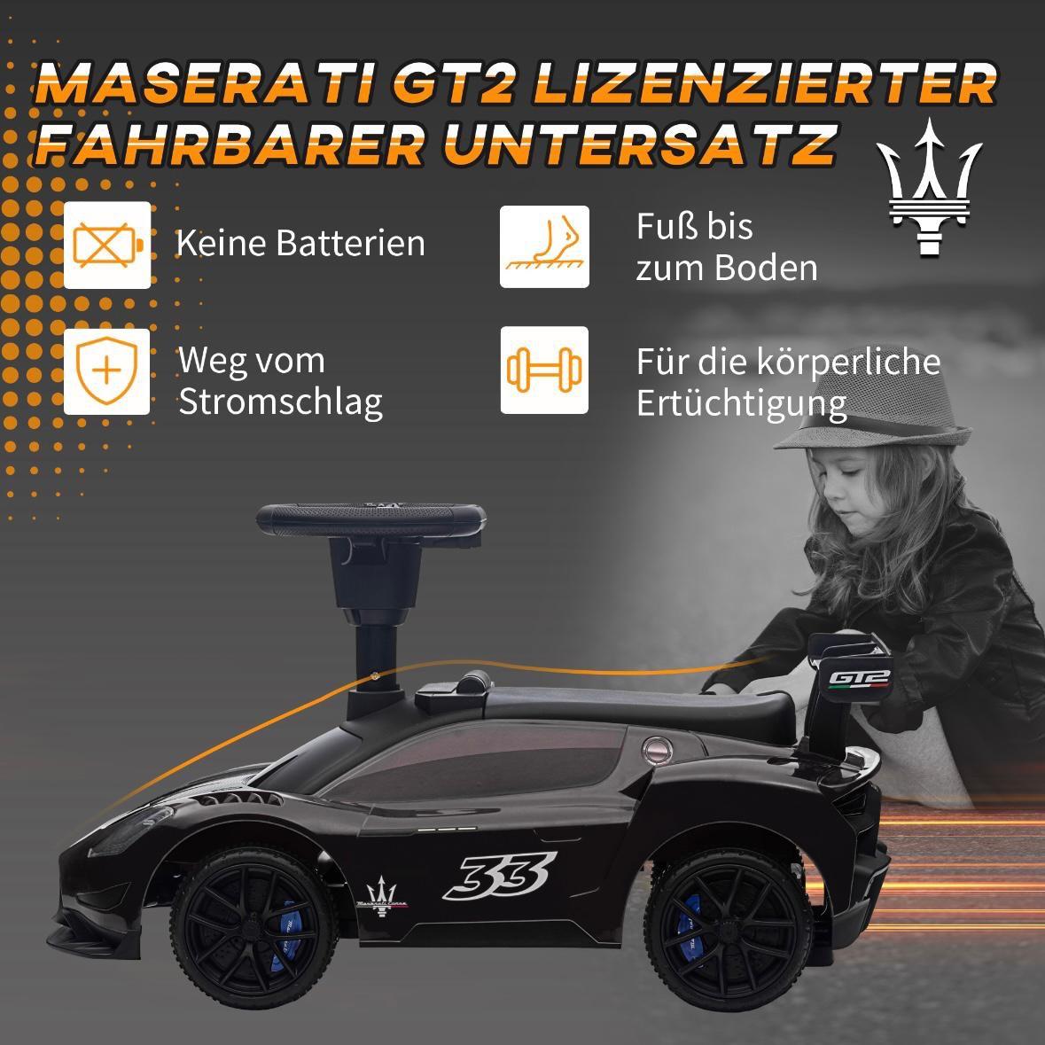 Maserati GT2 Kinder Rutschauto mit Musik & Stauraum