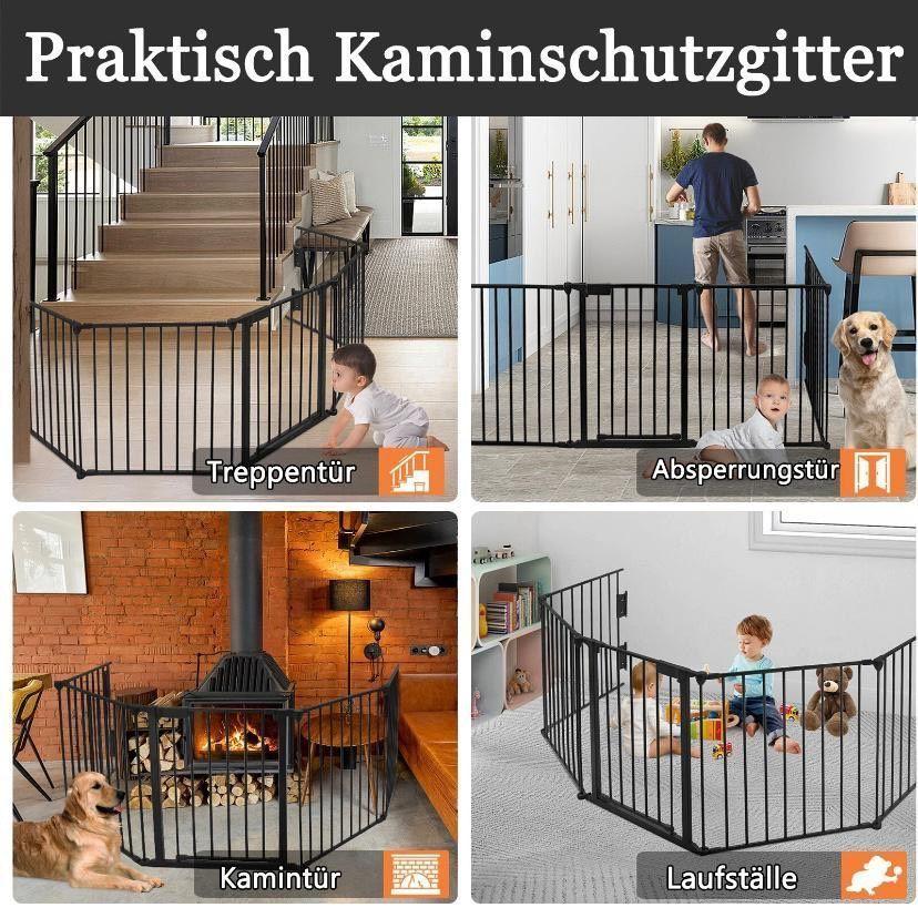 5tlg Kaminschutzgitter mit Tür Sicherheitsgitter Kamin Ofenschutz