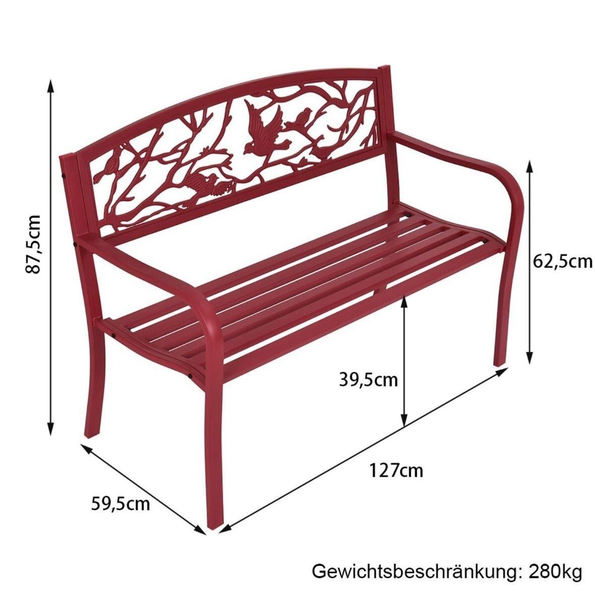 Gartenbank Metall Parkbank Rot Sitzbank Terrasse Balkon