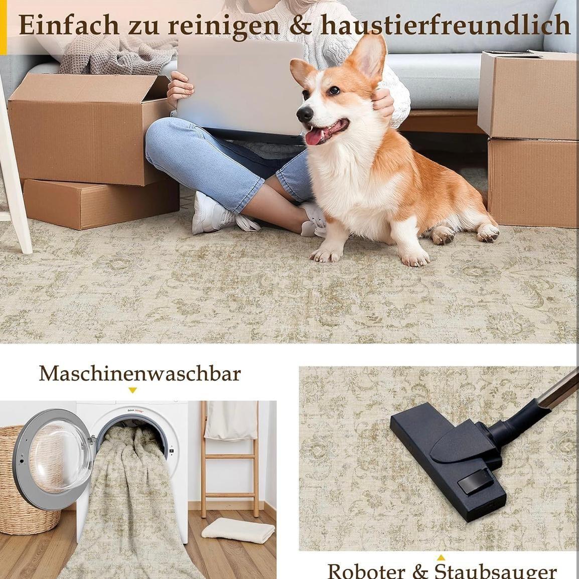Vintage Teppich 200x300cm weich, rutschfest & pflegeleicht