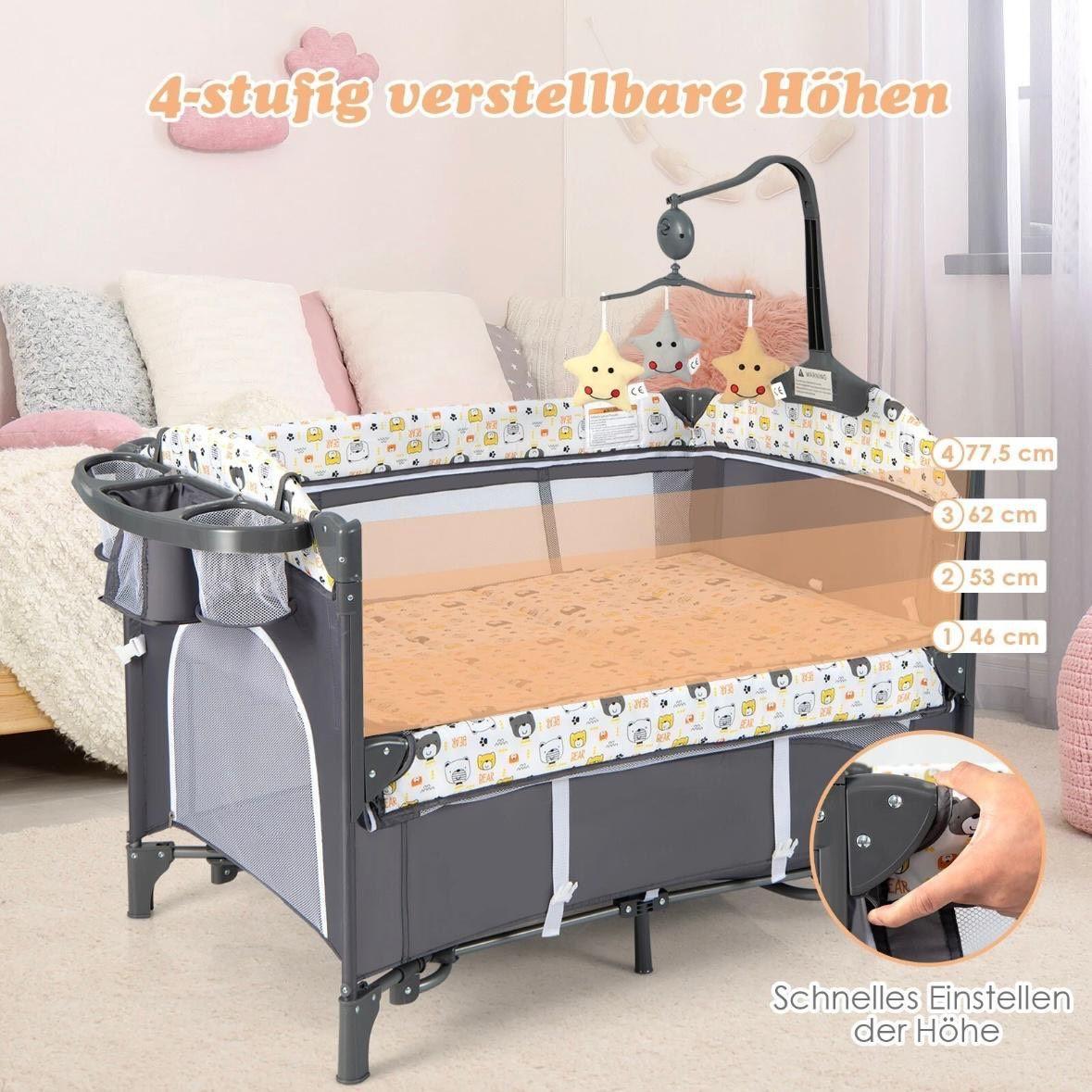 5in1 Babybett mit Wickeltisch & Beistellfunktion