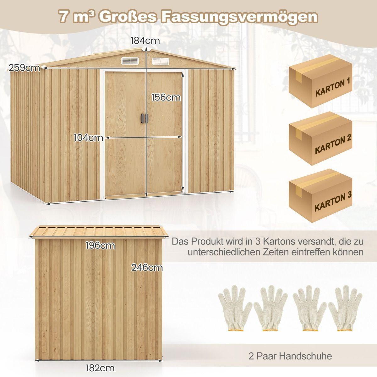 Gartenschuppen Gerätehaus 7m³ Schuppen Geräteschrank