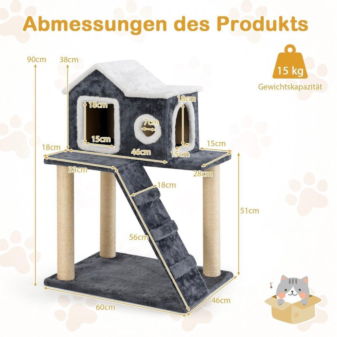 Kompakter Kratzbaum mit Höhle Spiel, Rückzug und Komfort