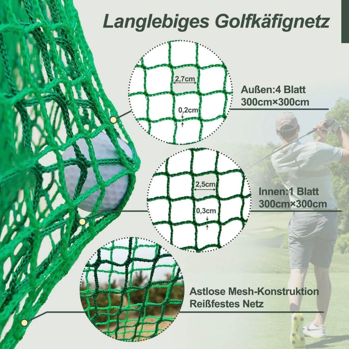 Golf Übungsnetz 3×3x3m Trainingskäfig mit Zieltuch