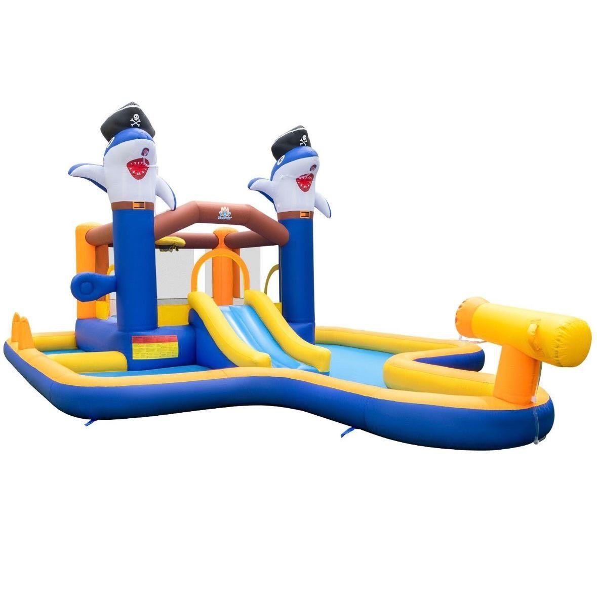 Aufblasbare Hüpfburg mit Wasserrutsche & Pool – Kinder Spielburg Garten