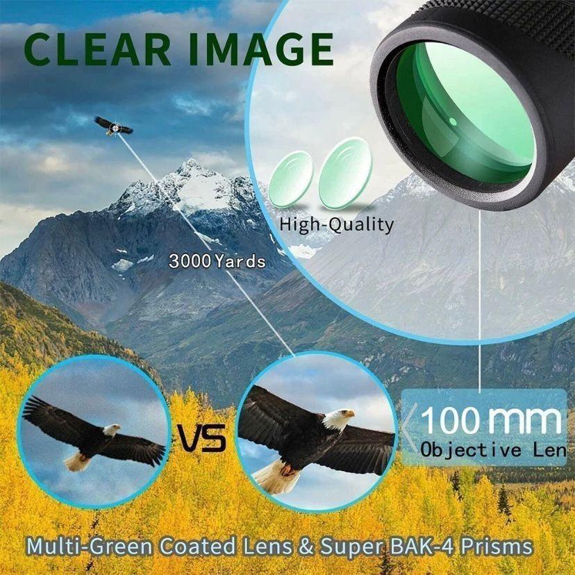 Monokular 80×100 HD mit Smartphone-Adapter & Stativ