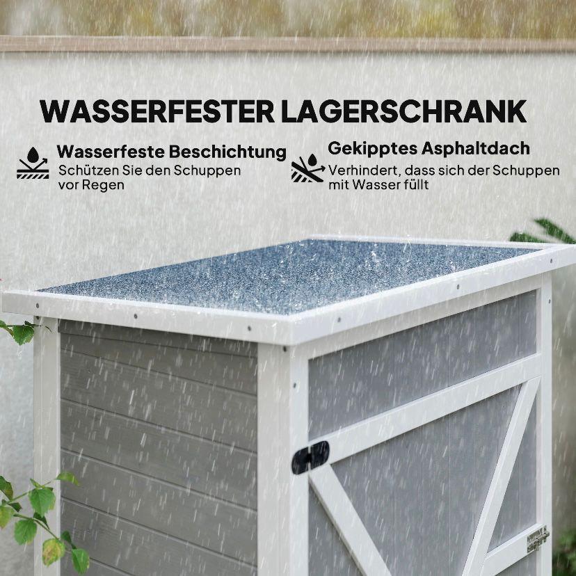 Gartenschrank Holz Geräteschrank Gartenhaus Weiß Grau