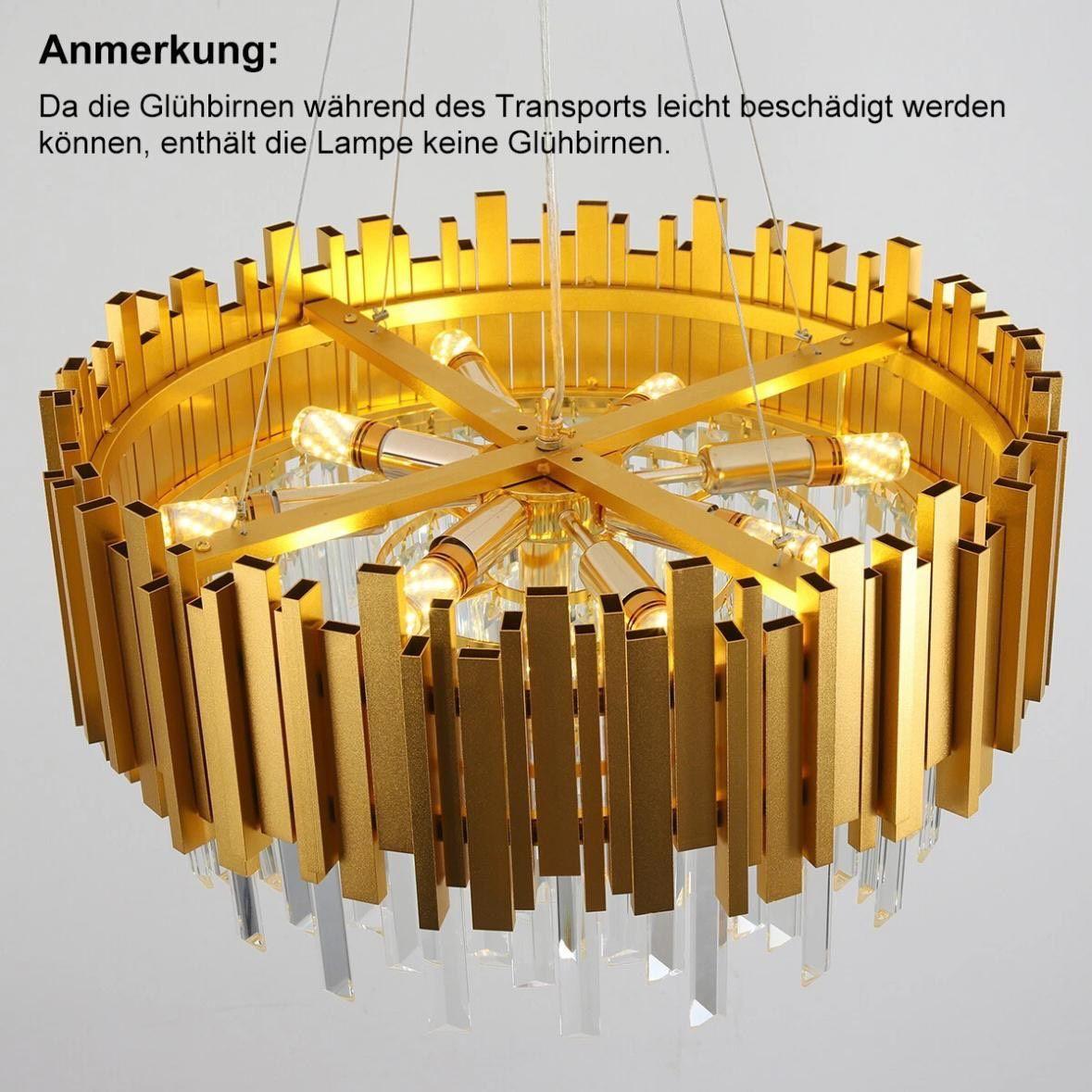 Moderne Kristall-Deckenlampe Gold 9-flammig