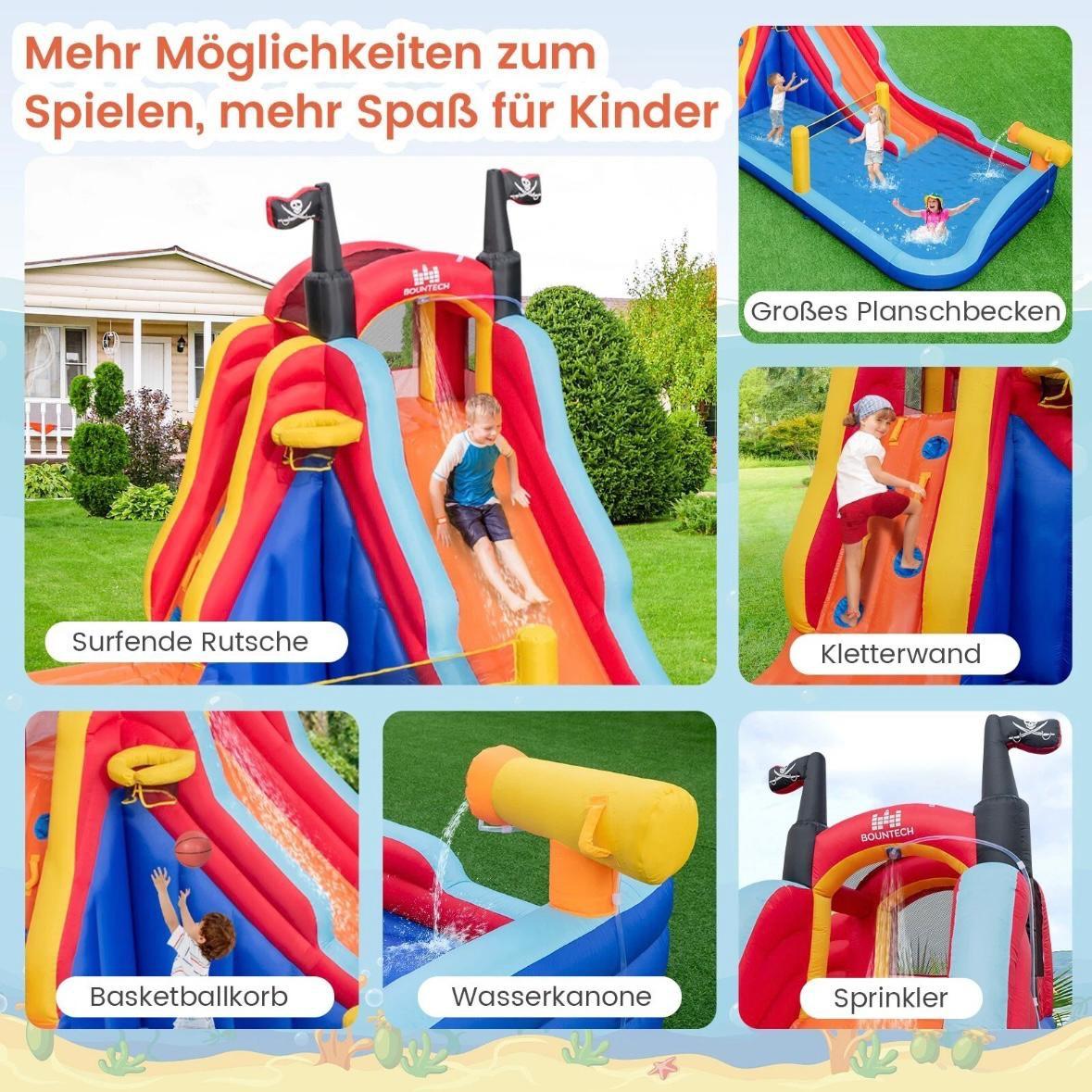 Aufblasbare Hüpfburg Piratenschiff 5-in-1 mit Rutsche & Wasserpark