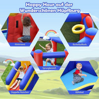 Aufblasbare Hüpfburg mit Rutsche & Kletterwand – Kinder Spielburg Garten 383 cm