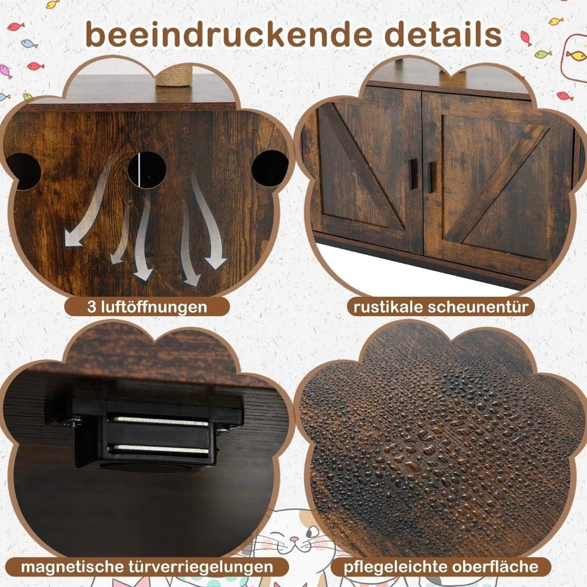 Kratzbaum mit Katzenschrank & Katzenklo – Multifunktionales Katzenmöbel