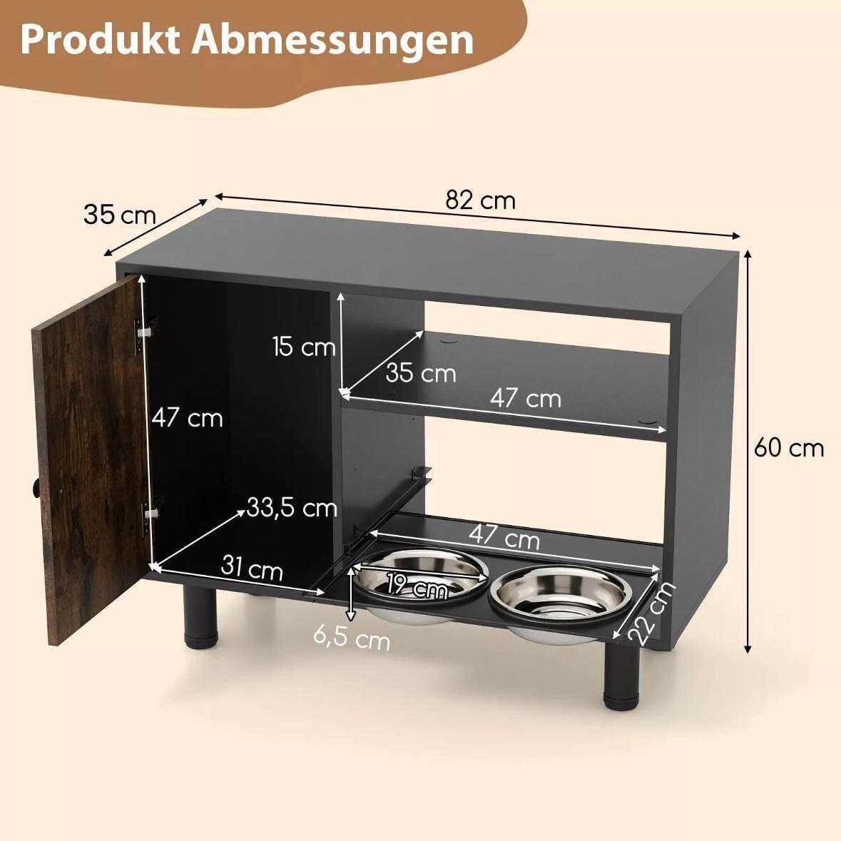 Hundefutterstation mit Futterschrank höhenverstellbar