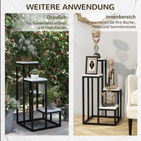 4-stufiger Pflanzenständer aus Stahl & Tannenholz – platzsparendes Blumenregal