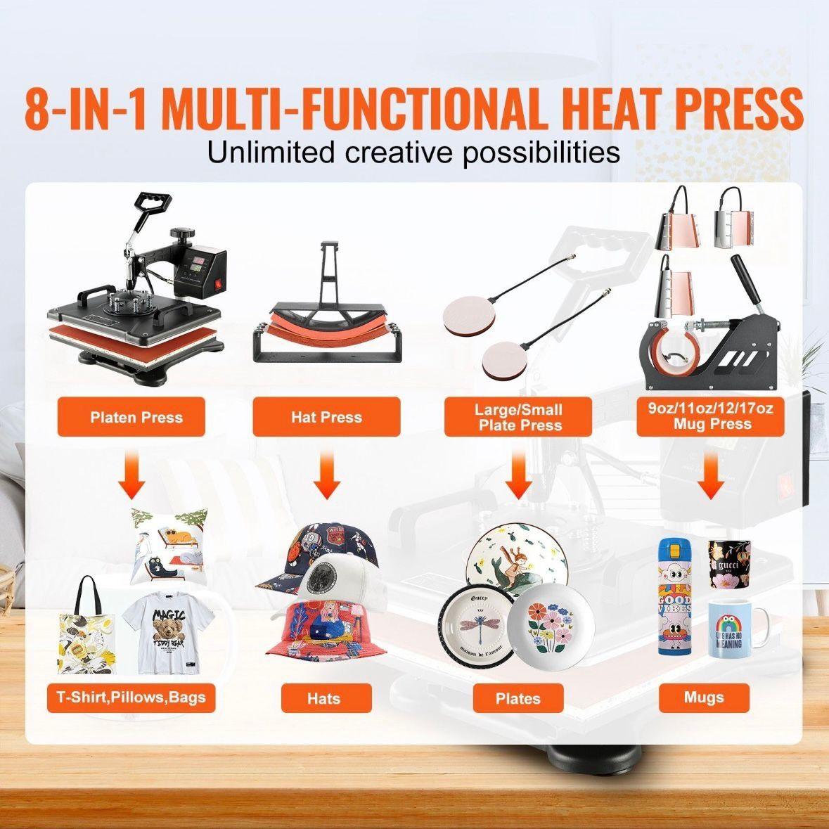 8in1 Transferpresse Textil-, Tassen- & Multifunktionspresse