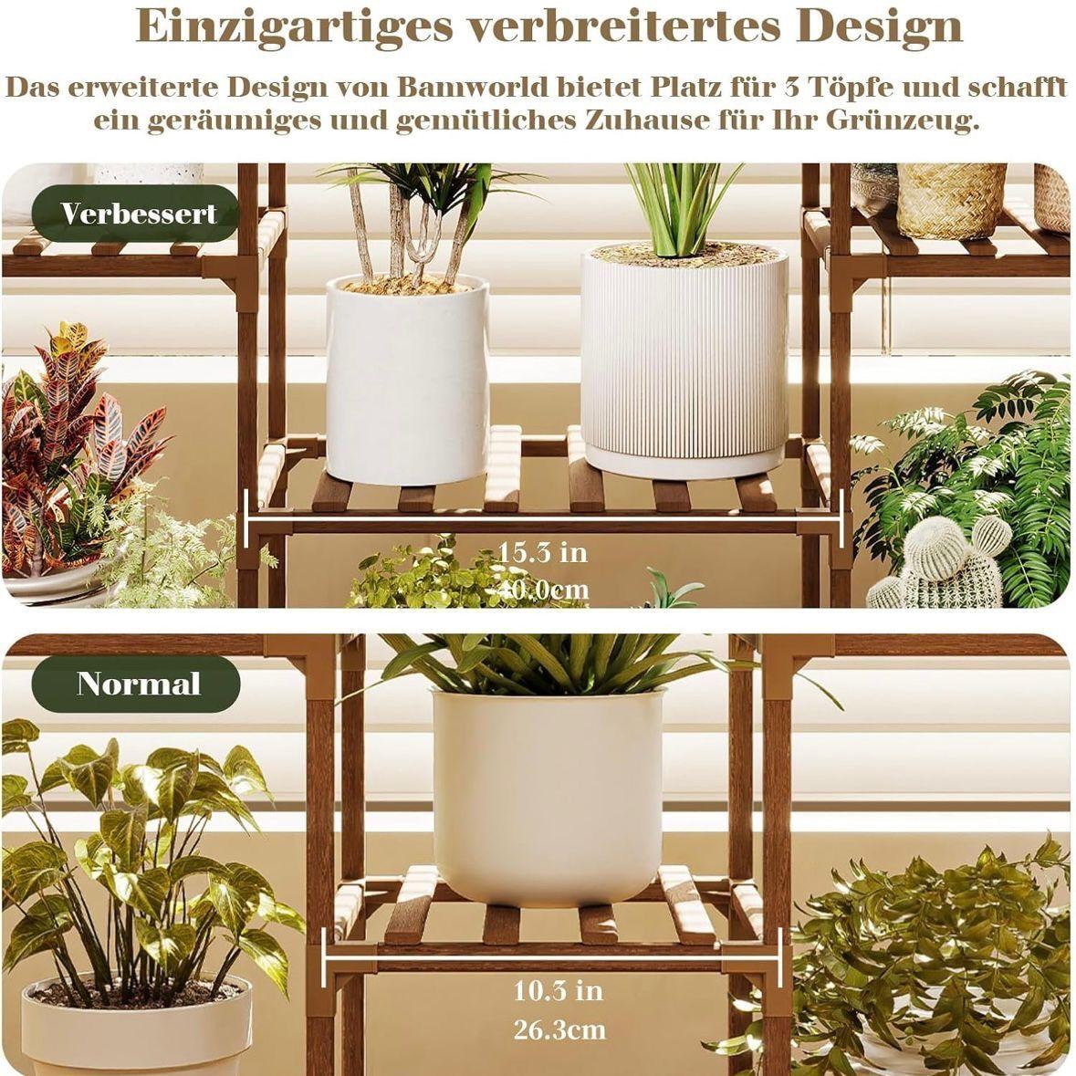Pflanzenständer Holz 4 Ebenen Blumenregal Pflanzenregal Hängefunktion