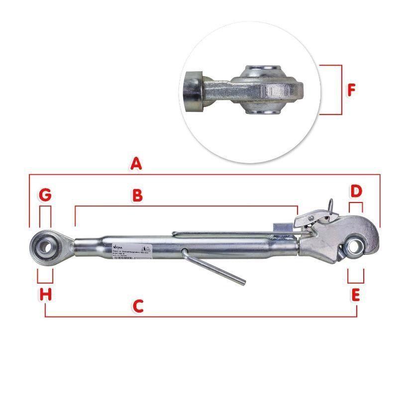 Traktor Oberlenker mit Fanghaken verstellbar 710–980mm