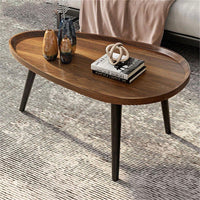 Couchtisch-Set Nussbaumholz 2er Set mit Metallbeinen