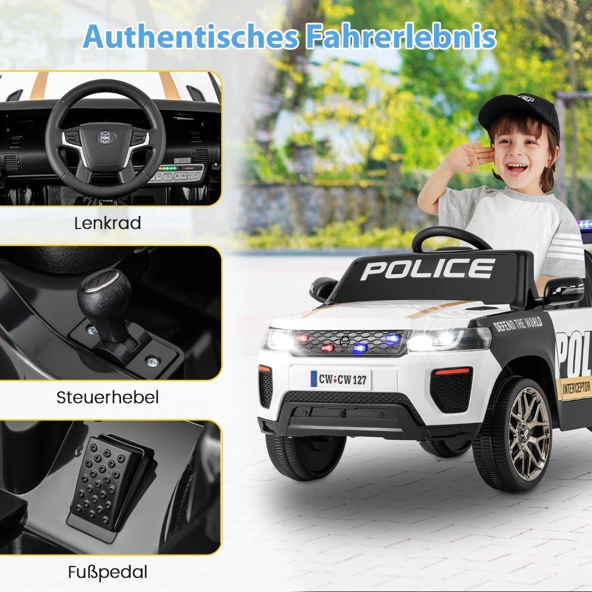 Kinder Elektro Polizeiauto 12V mit Fernbedienung & Sirene