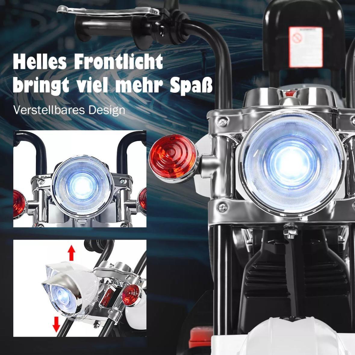Elektrisches Kinder-Motorrad Dreirad Weiß
