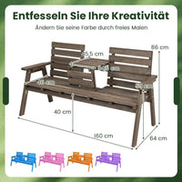 Gartenbank Holz 3 Sitzer mit Klapptisch Tannenholz