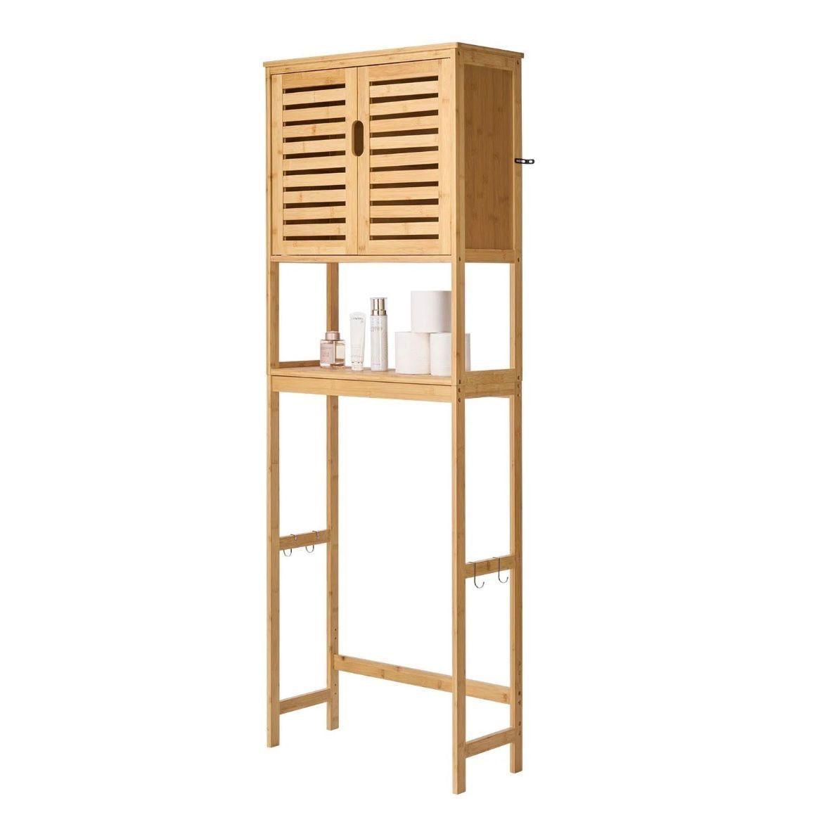Toilettenschrank Bambus Badregal WC Regal Übertoilette