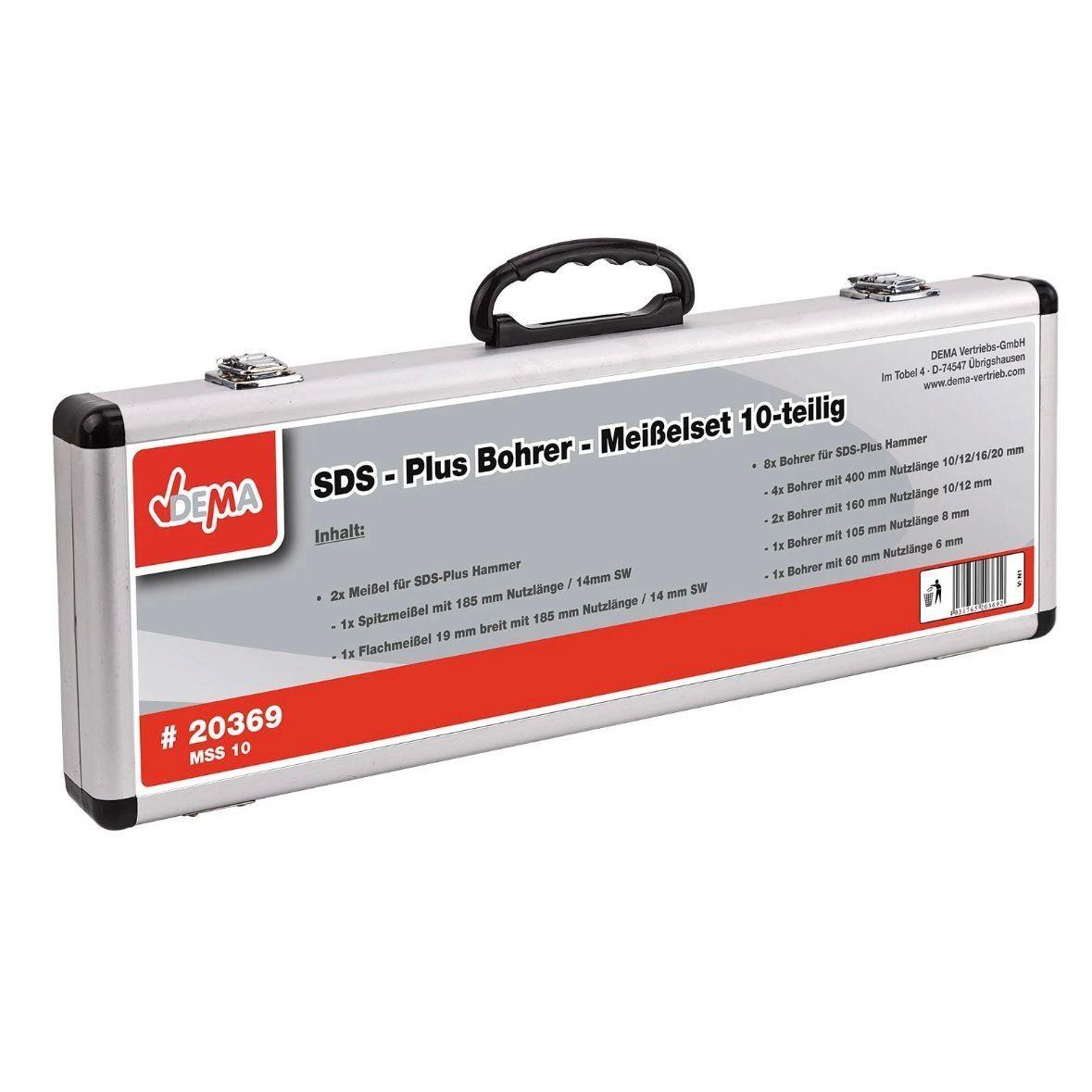 SDS-Plus Bohrer- & Meißelset 10-teilig mit Aluminiumkoffer