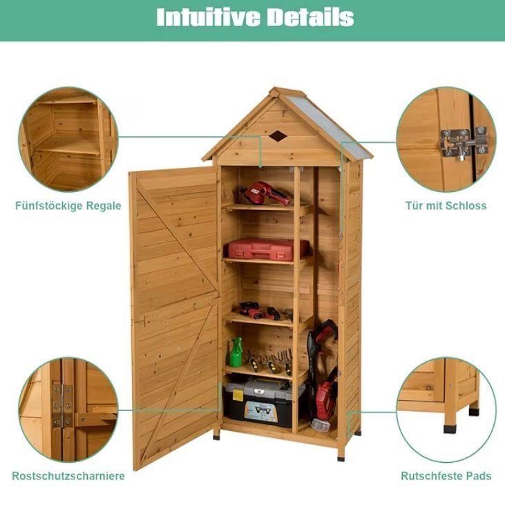 Gartenschrank Holz 177cm Geräteschrank Garten