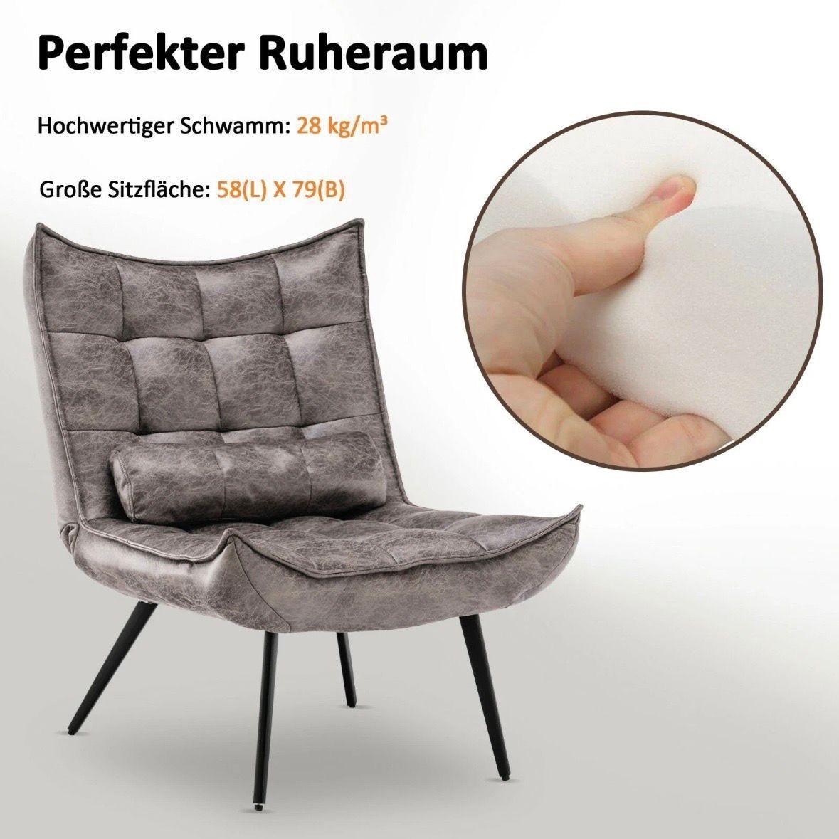 Relaxsessel mit Hocker grau Fernsehsessel Loungesessel Retro
