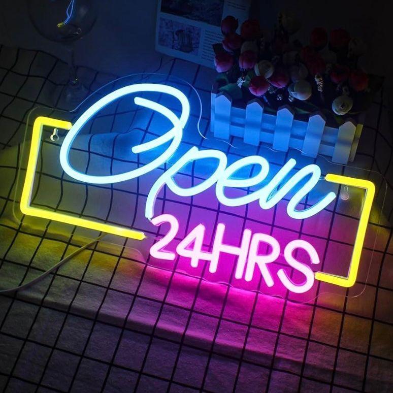 LED Neon Schild Open 24 HRS