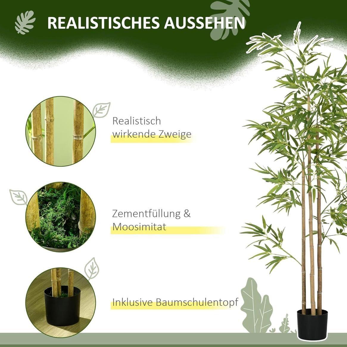 Kunstpflanze Bambus 180cm künstlich grün Deko