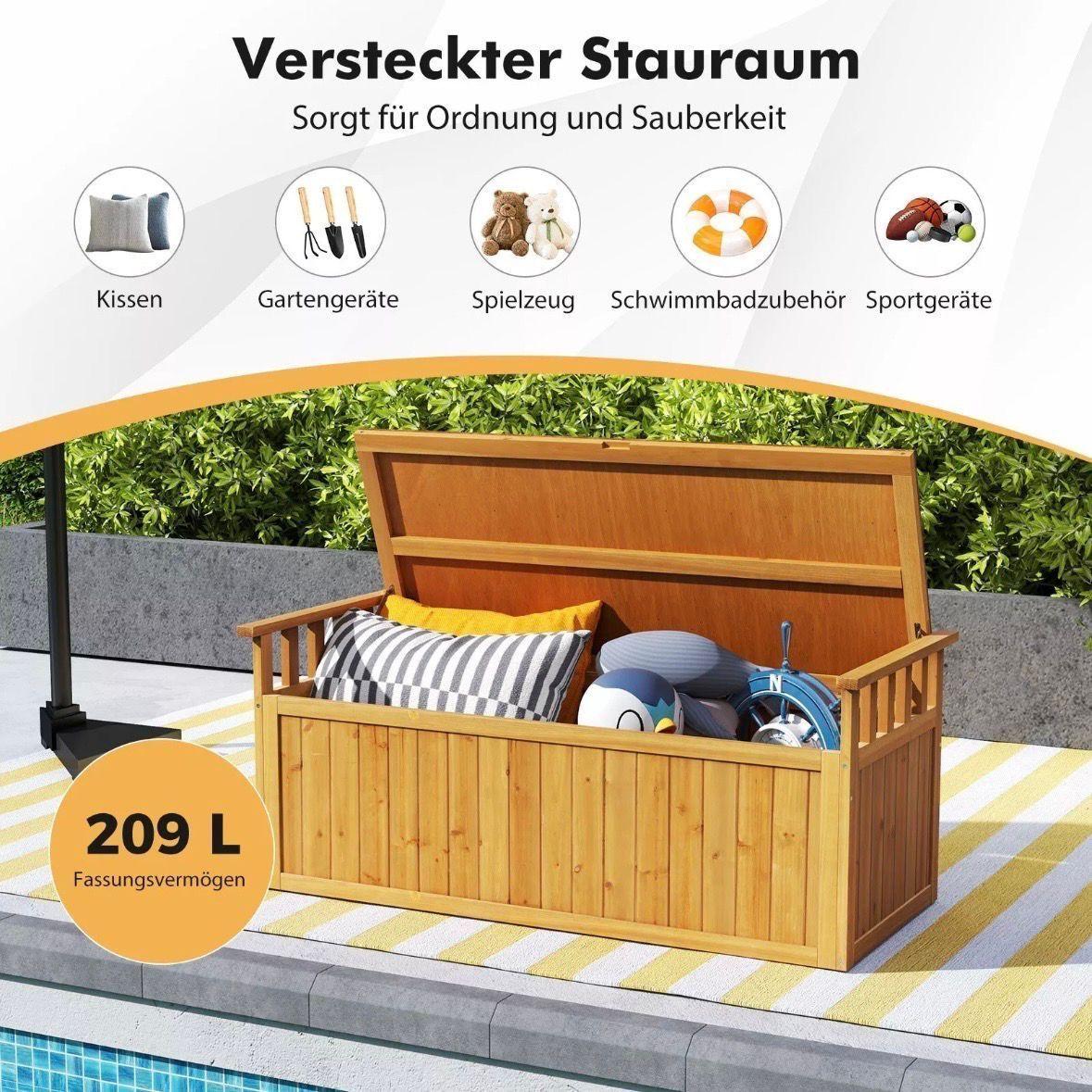 Gartenbank mit Stauraum Holz 2 Sitzer 209L
