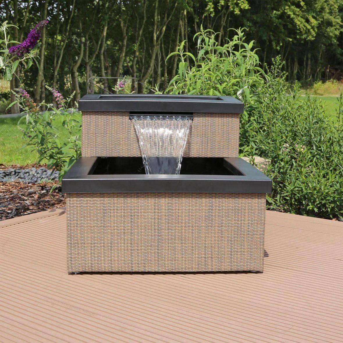 Terrassenteich Miniteich Wasserfall LED Garten Balkon Set