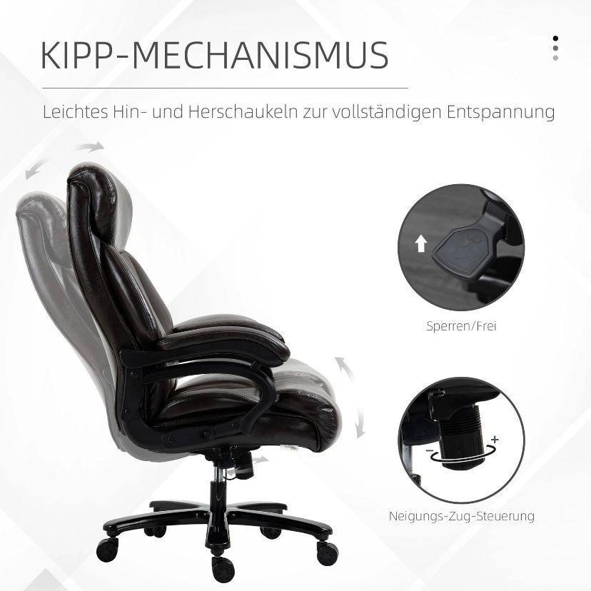 Ergonomischer Bürostuhl Braun mit Wippfunktion & PU-Leder
