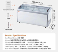 Eisvitrine 362L Tiefkühltruhe mit LED & Glasschiebetüren
