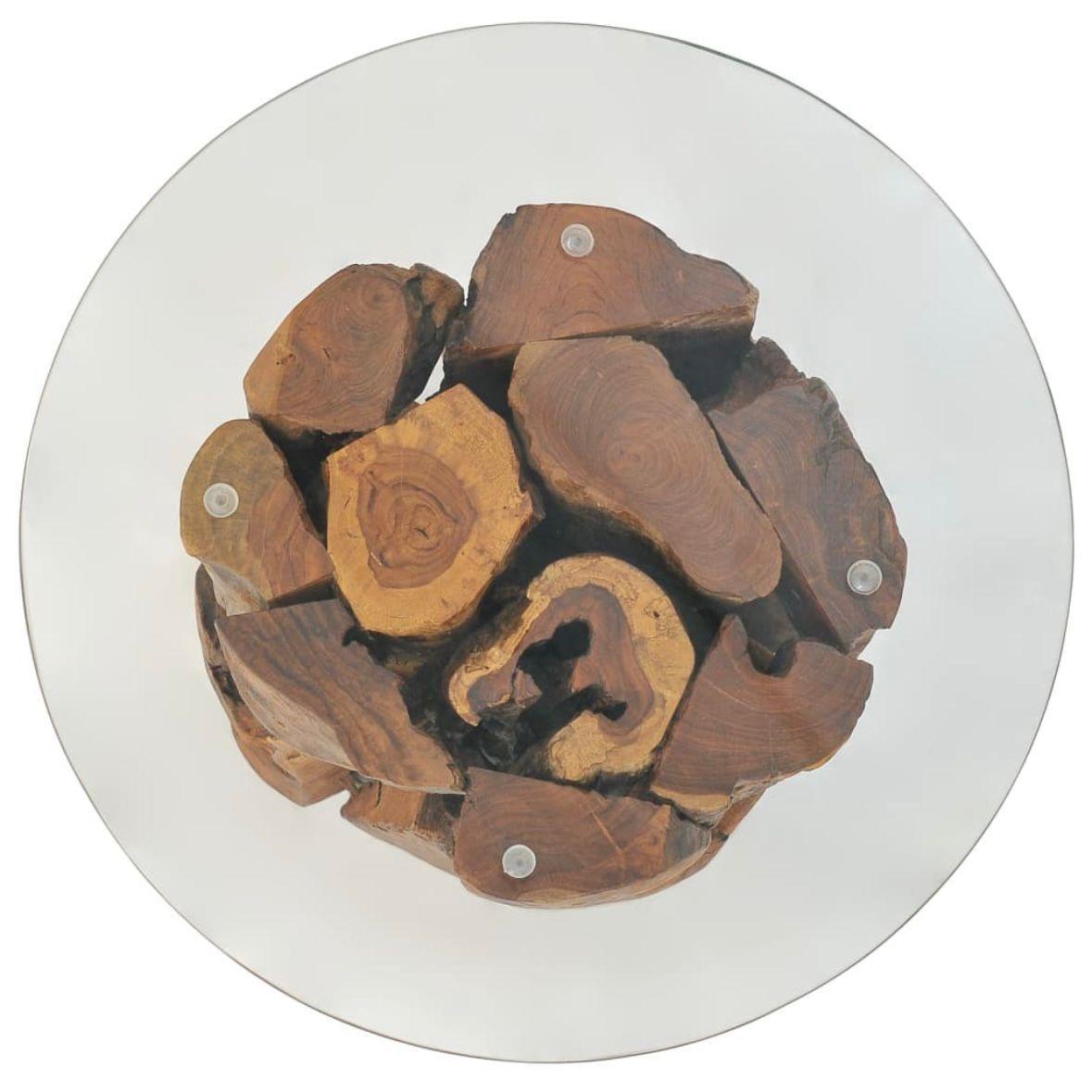 Couchtisch Teak Treibholz mit Glasplatte