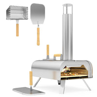Outdoor Pizzaofen Holzpellet Edelstahl mit Pizzastein & Schaufel