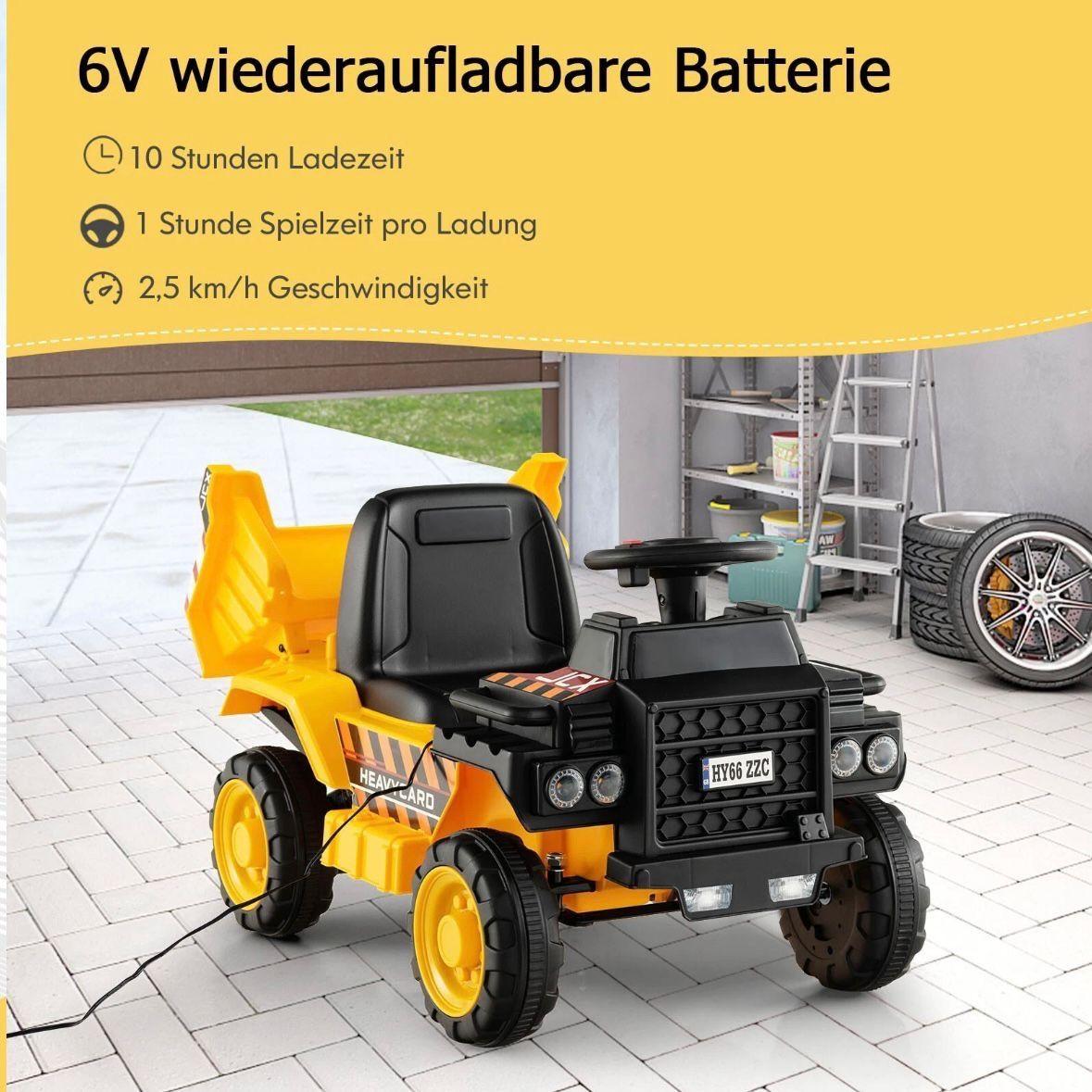 Kinder Elektro-Muldenkipper 6V Kippmulde & Helm