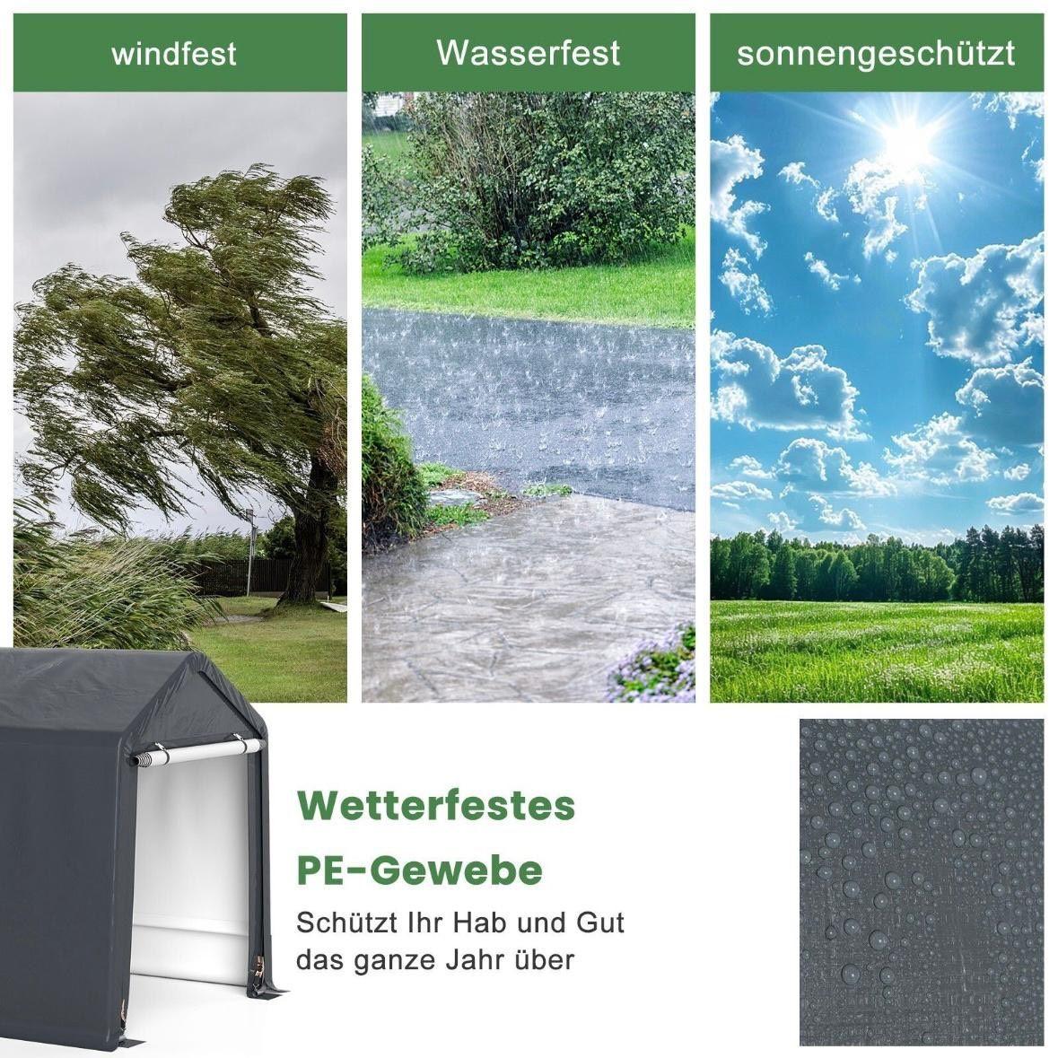 Zeltgarage Grau 240×195×214cm Wetterfester Unterstand