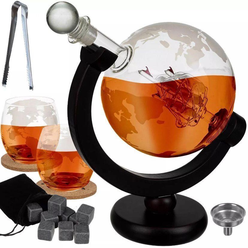 Whisky Karaffen Set Globus Karaffe Gläser Geschenk