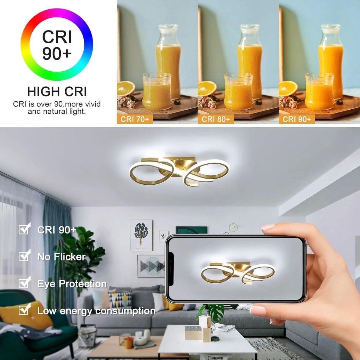 LED Deckenleuchte Gold Bogendesign 36W kaltweiß