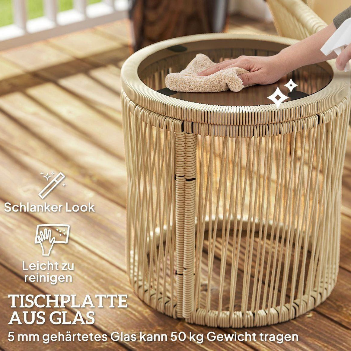 Gartenmöbel Set 3-tlg Balkon Sitzgruppe Rattan