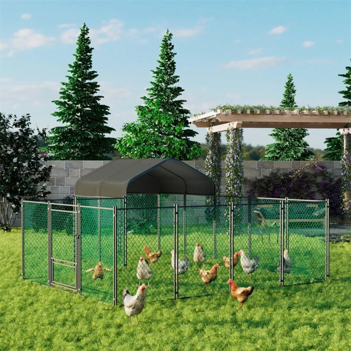 Großer Hühnerstall Outdoor halboffen mit Abdeckung 393×312cm