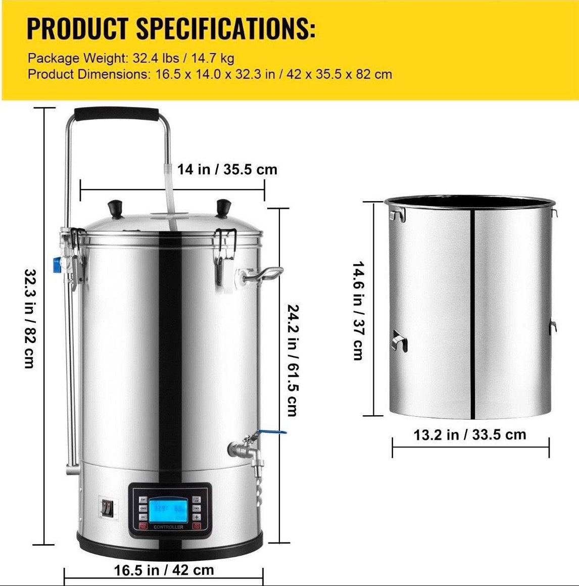 Bierbrauanlage Edelstahl 30L Braukessel Homebrew LCD Komplettset